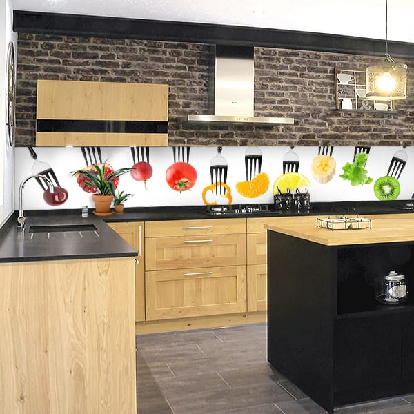 crédence aliment fourchettes fruits & légumes couleur