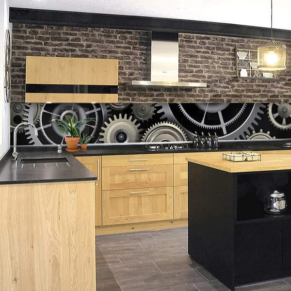 crédence engrenages acier