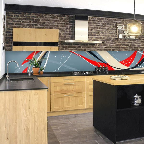 crédence abstrait courbe point & gris