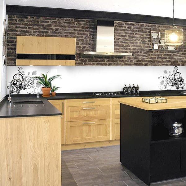 crédence abstrait fleur noir