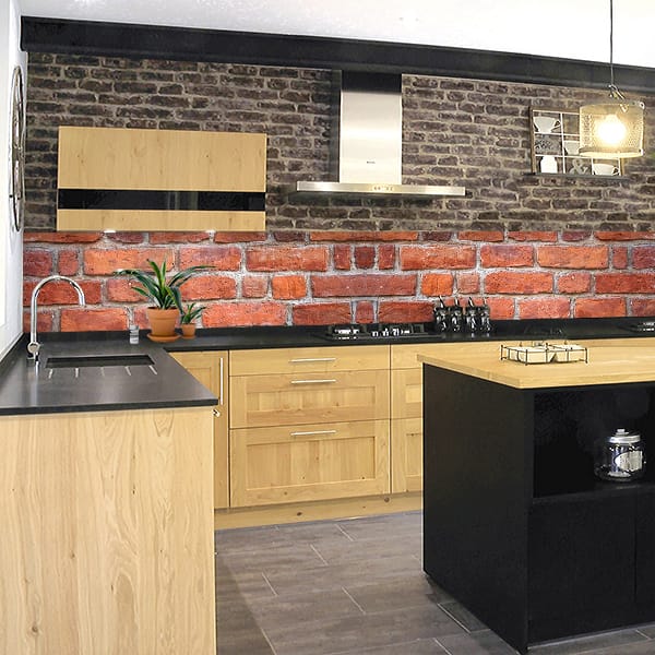 crédence grosses briques orange