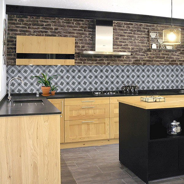 carreaux de ciments étoiles noires et grises