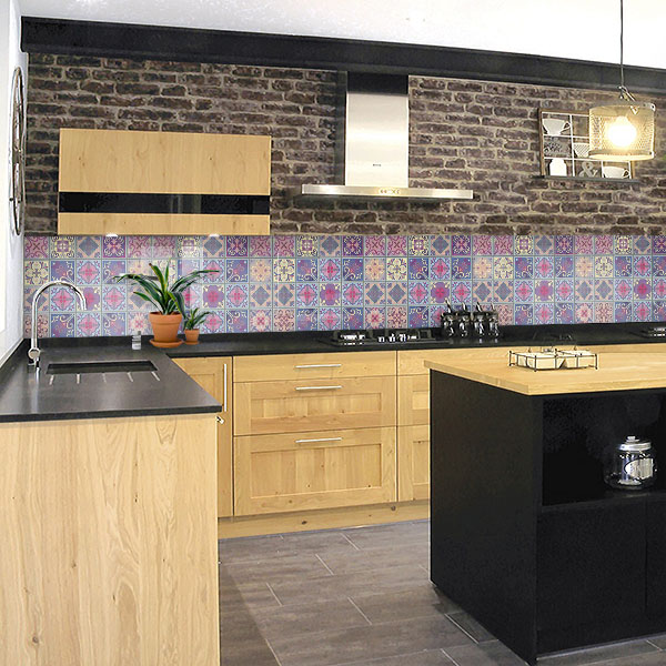 carreaux de ciments violet et rose