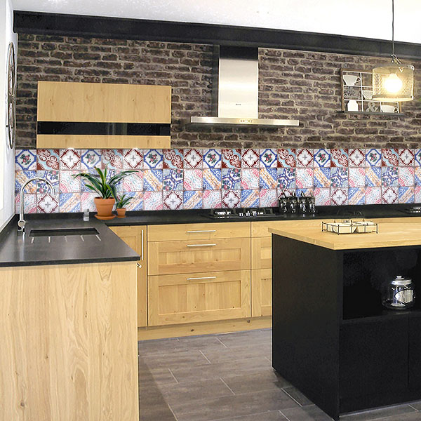 carreaux de ciments bleu rouge