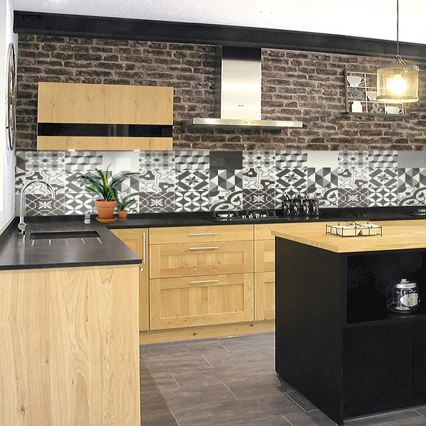 carreaux de ciments blanc et noir