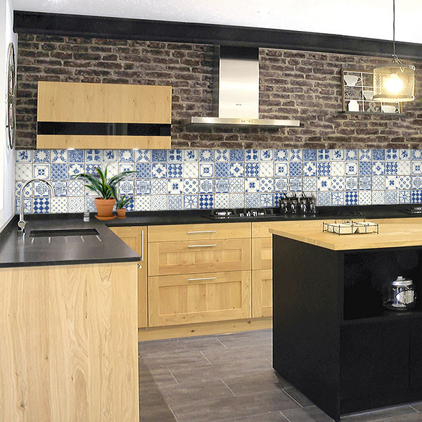 carreaux de ciments blanc  et bleu  A