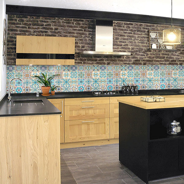 carreaux de ciments jaune  bleu turquoise