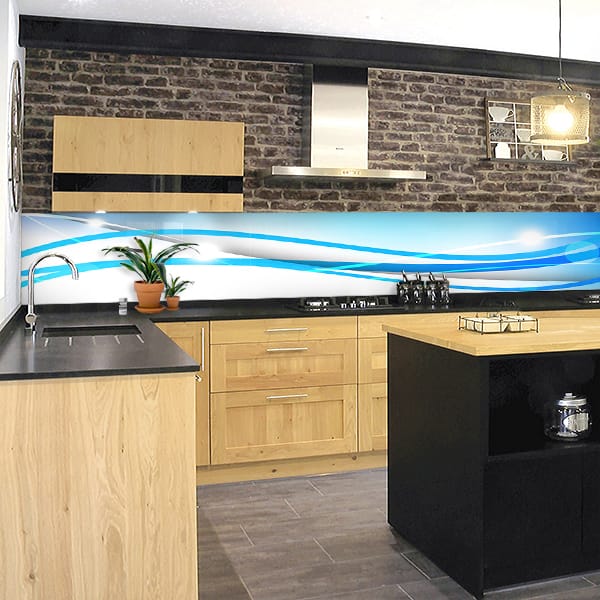 crédence abstrait vague bleu