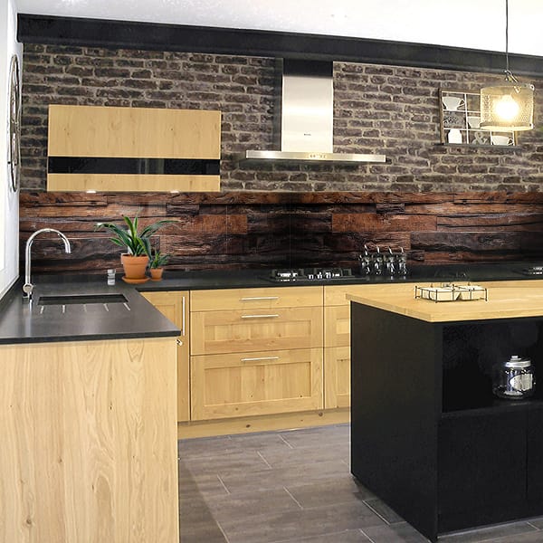 crédence planches brutes horizontales