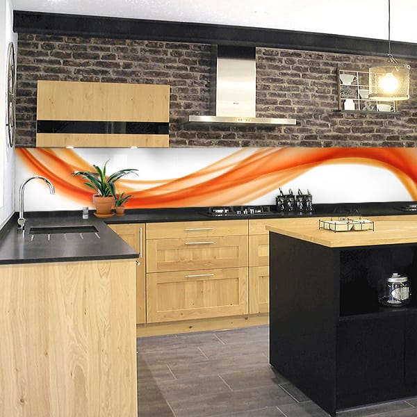 crédence abstrait drapé orange