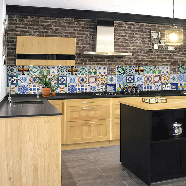 carreaux de ciments vert bleu jaune