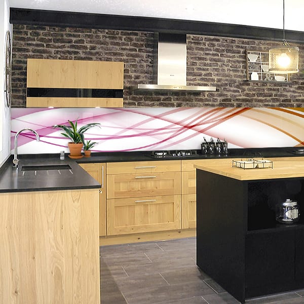 crédence abstrait filament bordeaux