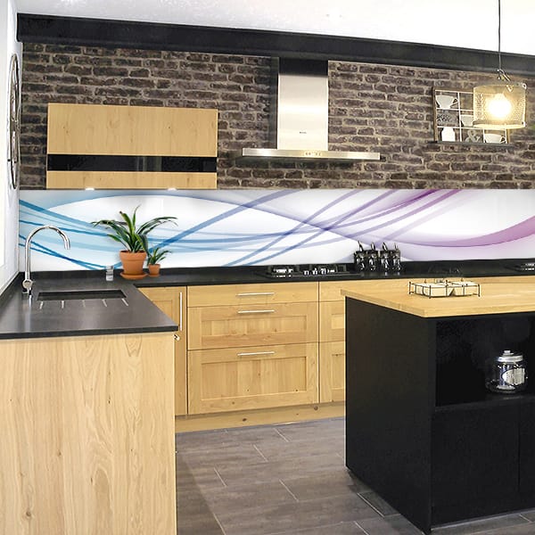 crédence abstrait filament bleu