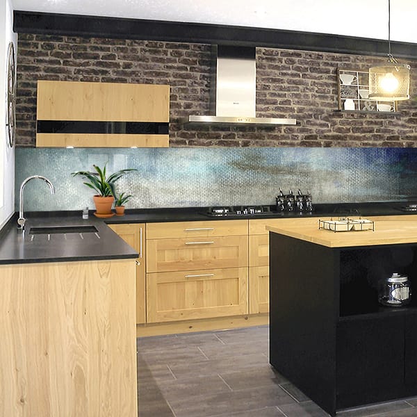 crédence métal bleu gris