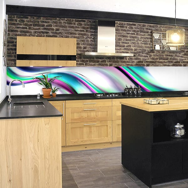 crédence abstrait vague cyan