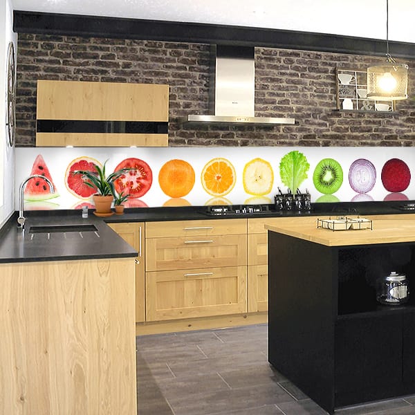 crédence aliment morceaux fruits & légumes