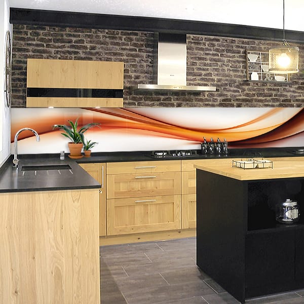 crédence abstrait fumée orange