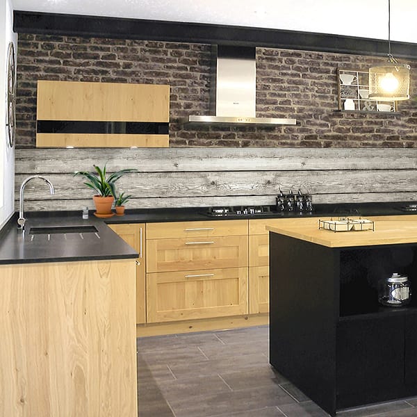 crédence planches grises horizontales