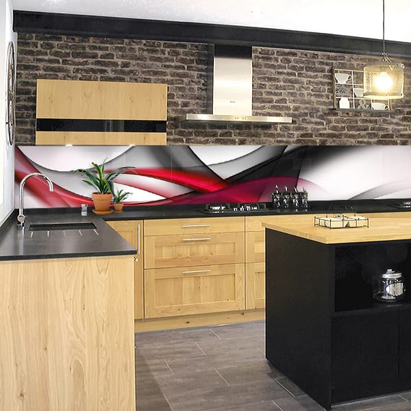 crédence abstrait fumée rouge sombre