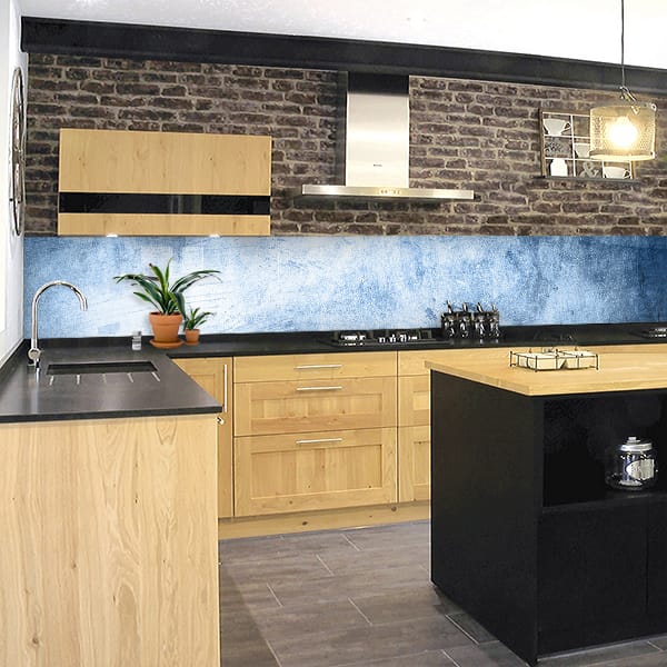 crédence enduit bleu