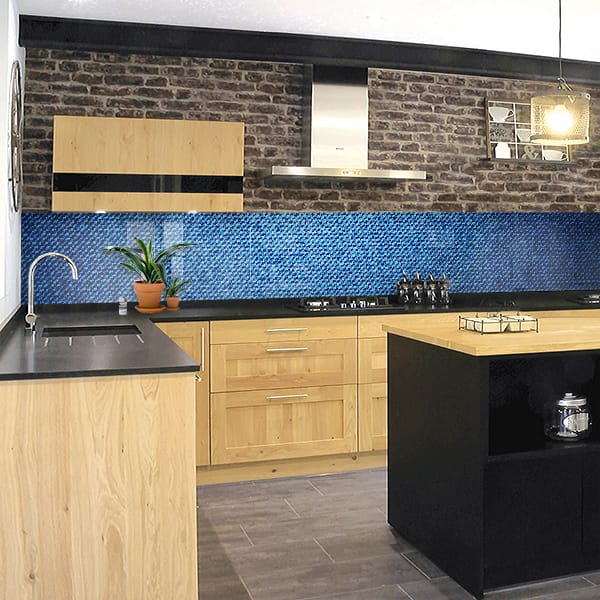 crédence tissu jean bleu clair