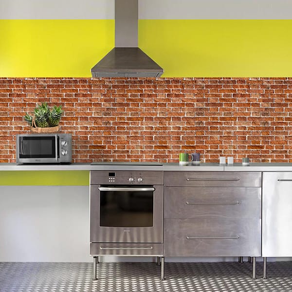 crédence briques rouge