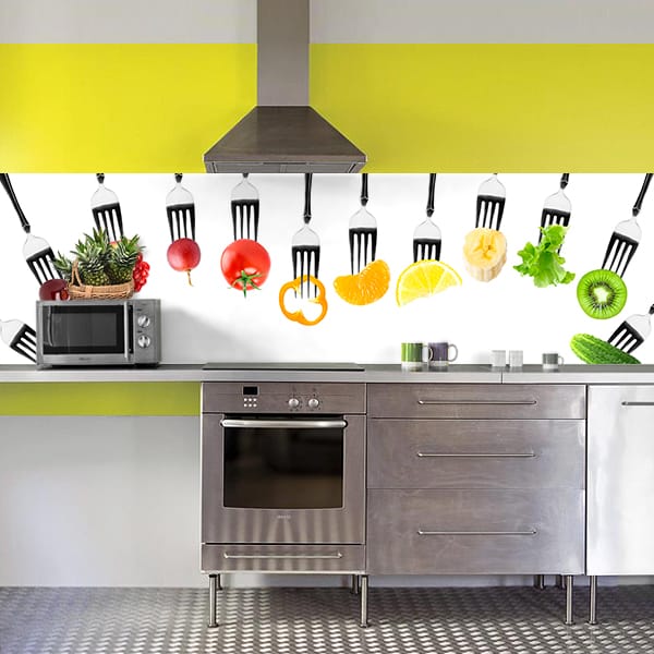 crédence aliment fourchettes fruits & légumes couleur