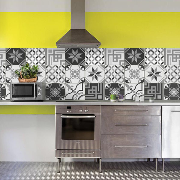 carreaux de ciments gris et noir et blanc