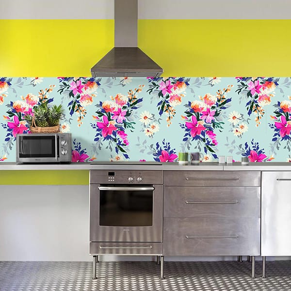 crédence peinture fleurs