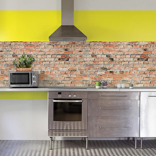 crédence mur brique rouge