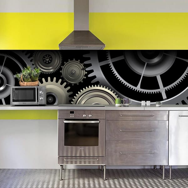 crédence engrenages acier