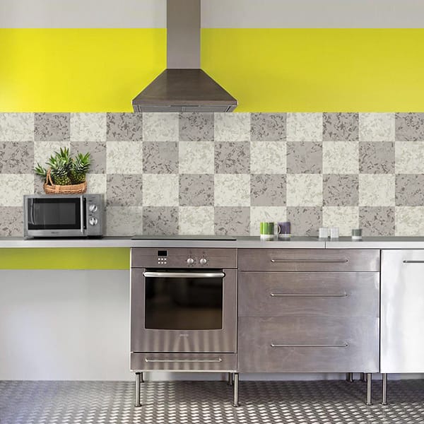 crédence carrelage blanc & gris