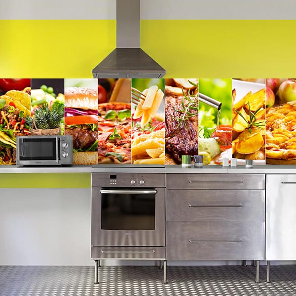 crédence aliment plats couleurs