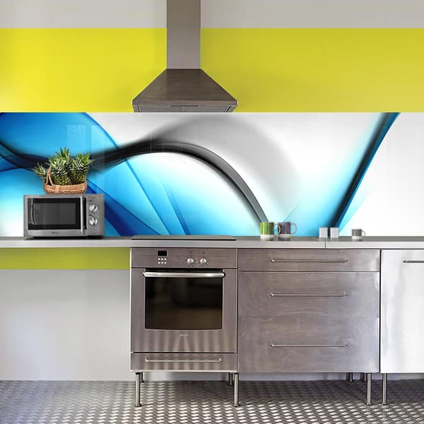 crédence abstrait vague bleu