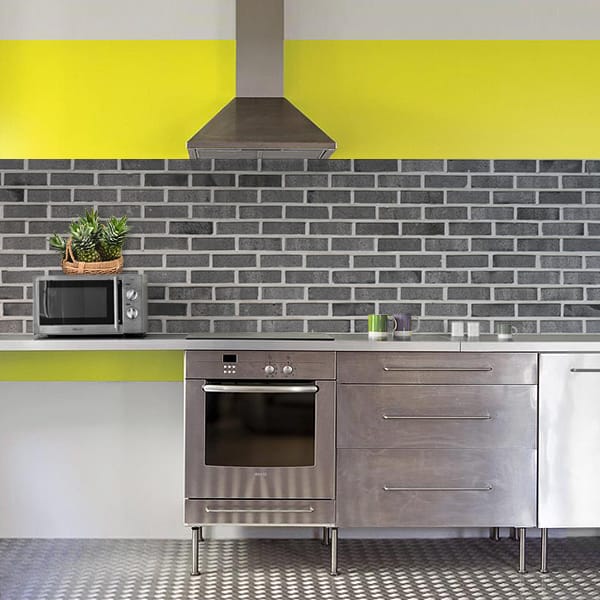 crédence briques grises