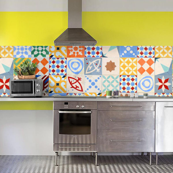 carreaux de ciments jaune orange