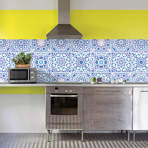 carreaux de ciments bleu ciel blanc