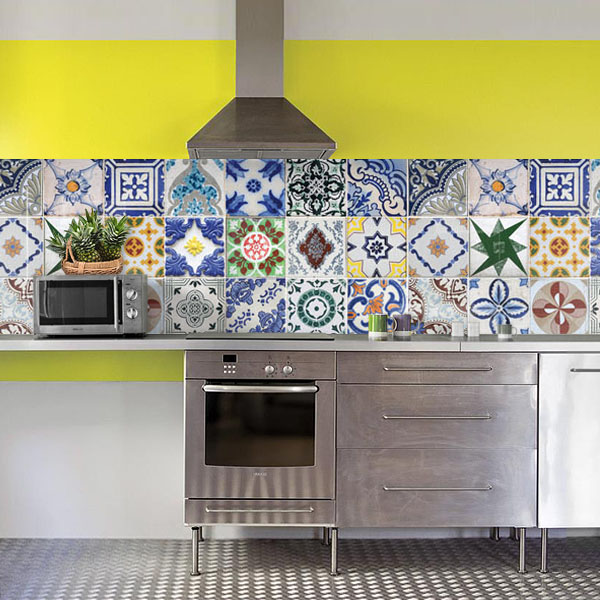 carreaux de ciments blanc bleu vert