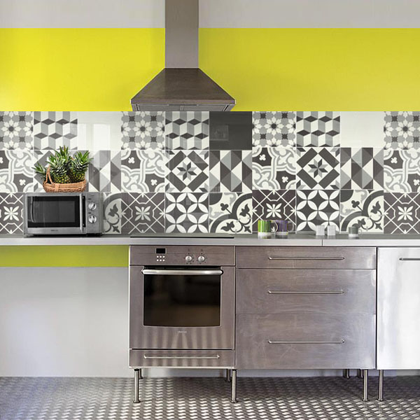 carreaux de ciments blanc et noir