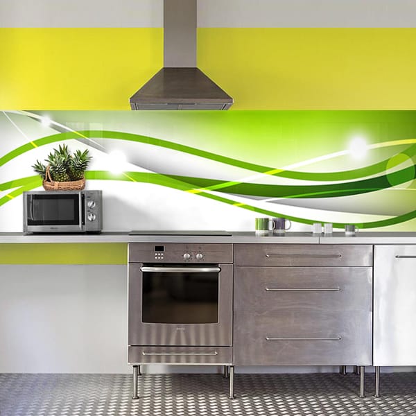 crédence abstrait vague vert