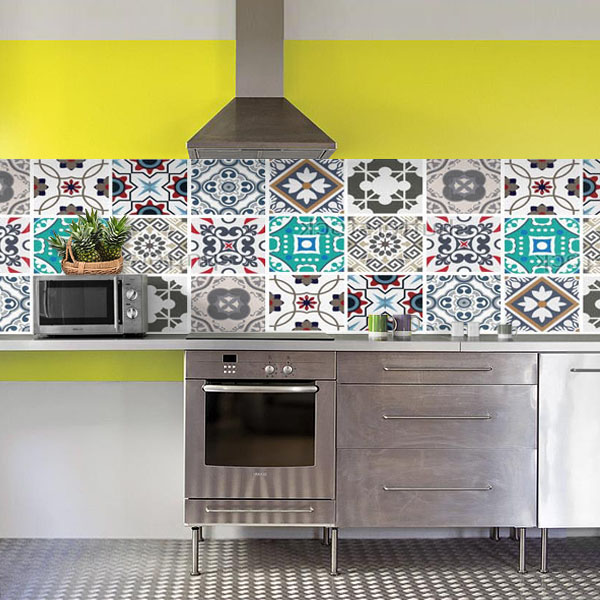 carreaux de ciments bleu vert gris
