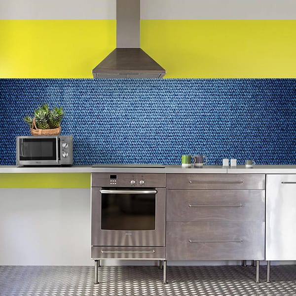 crédence tissu jean bleu