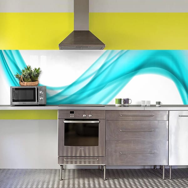 crédence abstrait drapé bleu