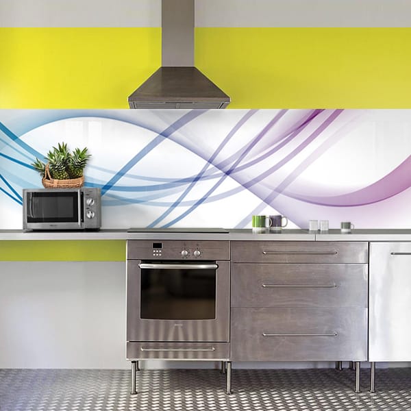 crédence abstrait filament bleu