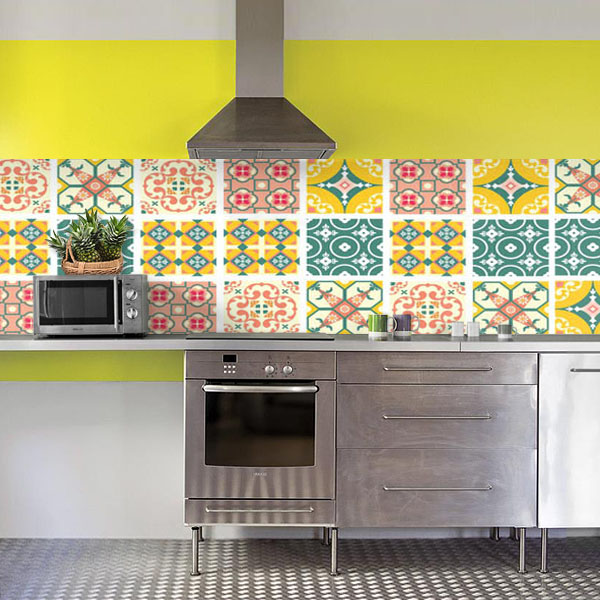 carreaux de ciments vert jaune