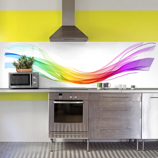 crédence abstrait lame arc en ciel