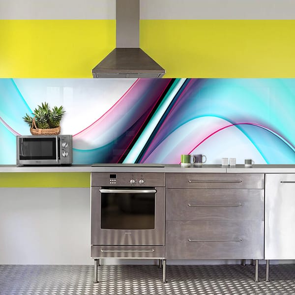 crédence abstrait fumée magenta cyan