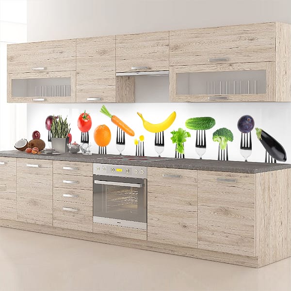 crédence aliment fourchettes fruits & légumes entier