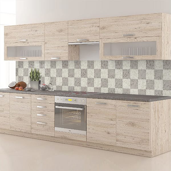 crédence carrelage blanc & gris