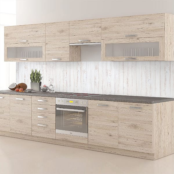 crédence parquet blanc verticale